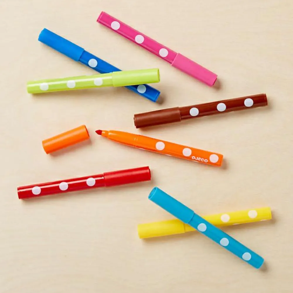 Best Djeco 8 Slidstærke Vaskbare Filttusser