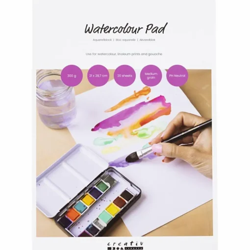 Best Creativ Company Akvarelblok A4 / 300 gr. - Hvid, 20 ark