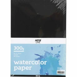 Creativ Company Akvarelpapir A4 / 230 gr. - Sort, 10 ark