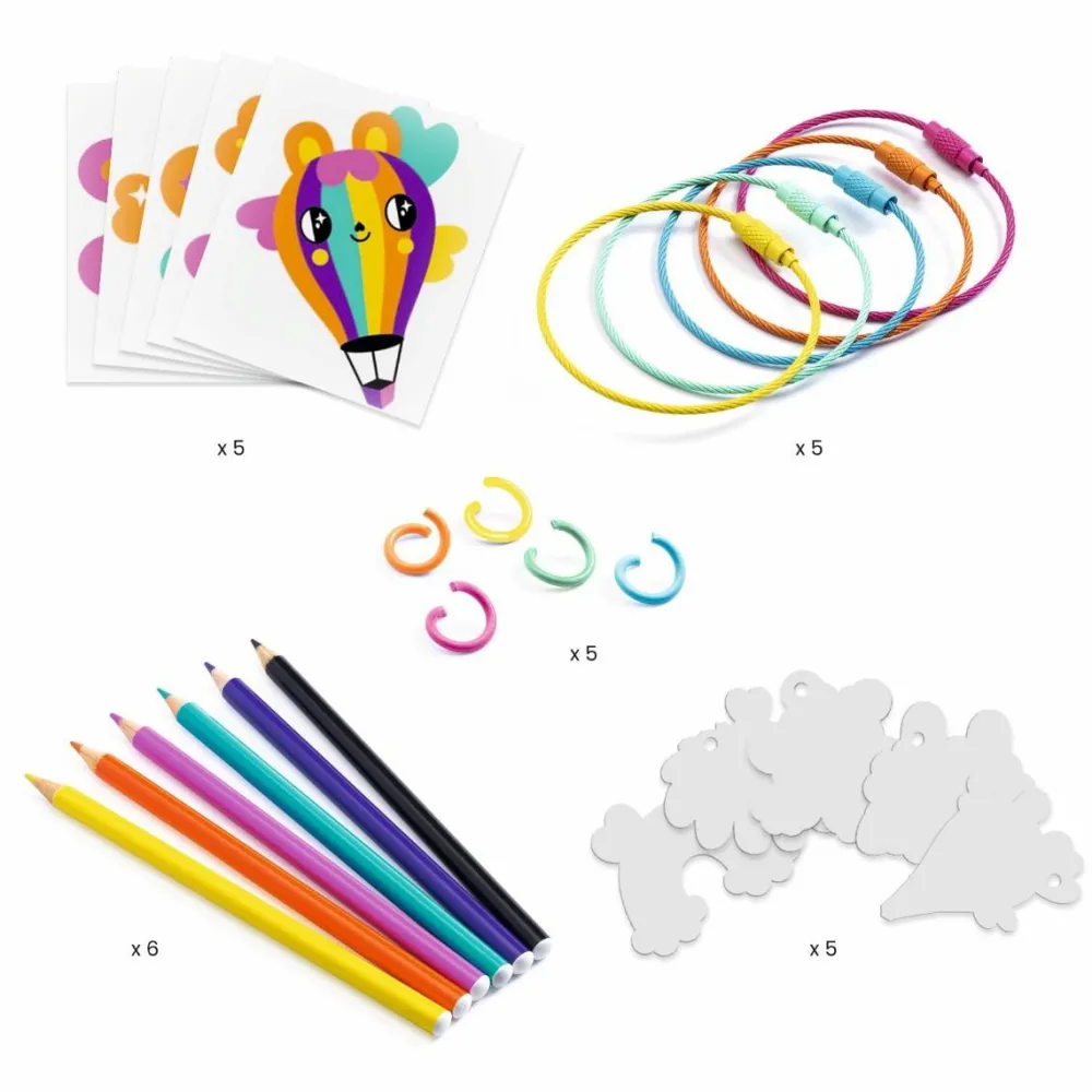 Discount Djeco Artistic Plastic - Krympeplast nøgleringe, Kawaii