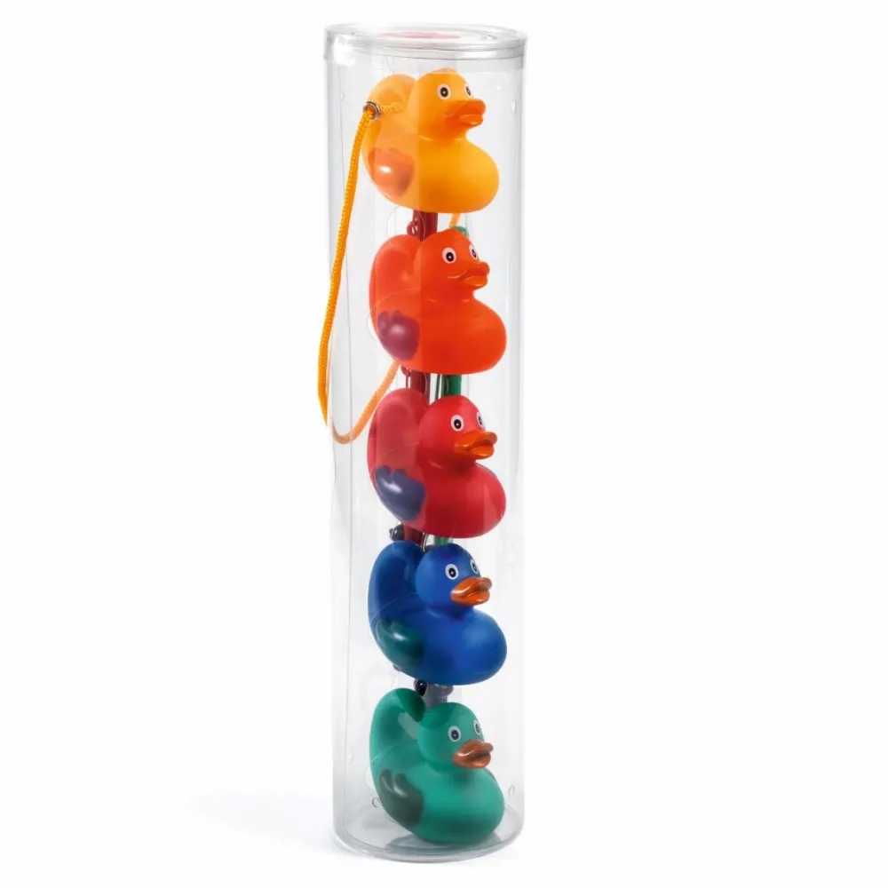 Hot Djeco Badeænder, 5 stk basis 8 cm + 2 fiskestænger