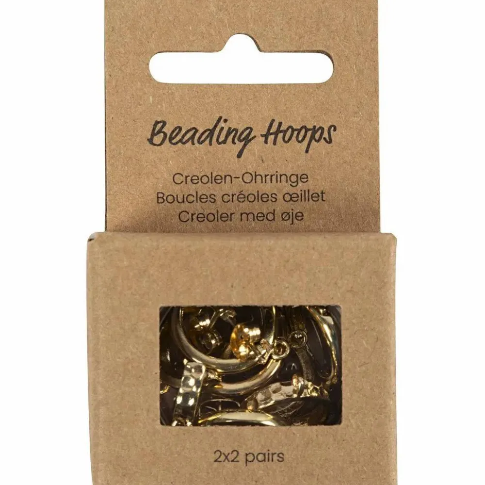 Creativ Company Creoler øreringe med øje - Forgyldt, 2 x 2 par