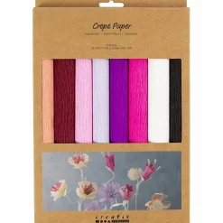 Clearance Creativ Company Crepepapir m. stræk - Lilla/pink, 8 ark