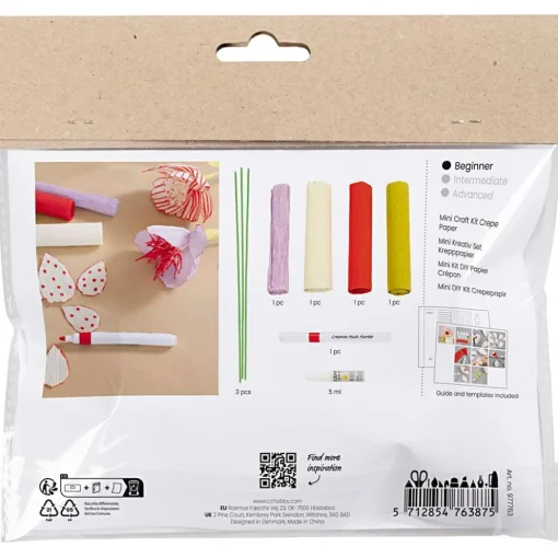 Creativ Company Crepepapir mini - Blomster med farvemagi, 3 stk