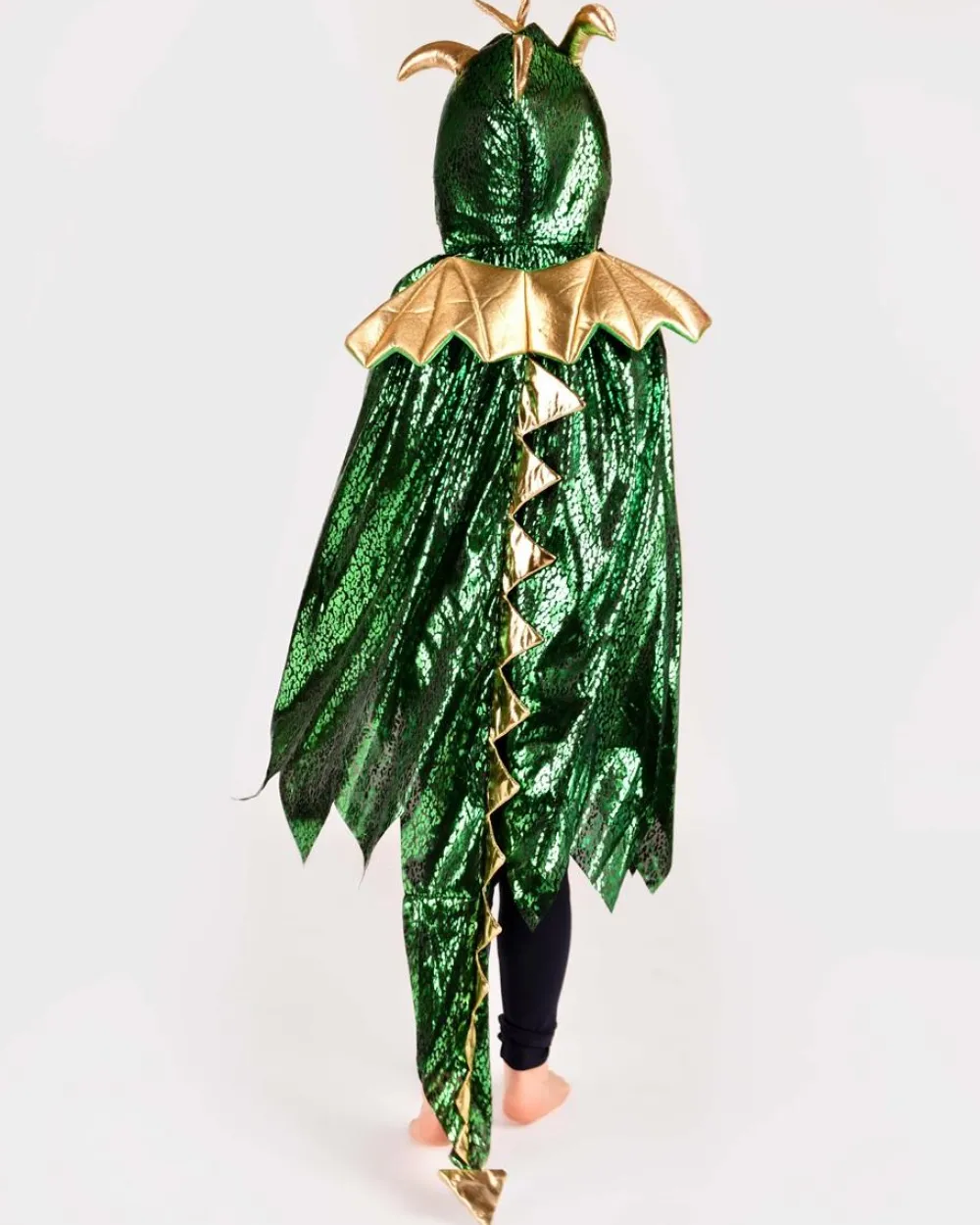 Clearance Den Goda Fen Dragekappe - Grøn/Guld, str. 3-8 år