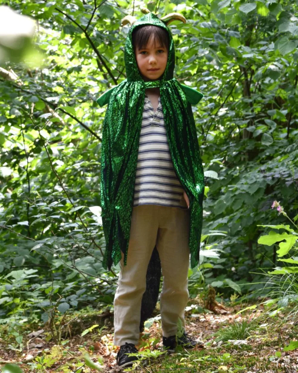 Clearance Den Goda Fen Dragekappe - Grøn/Guld, str. 3-8 år