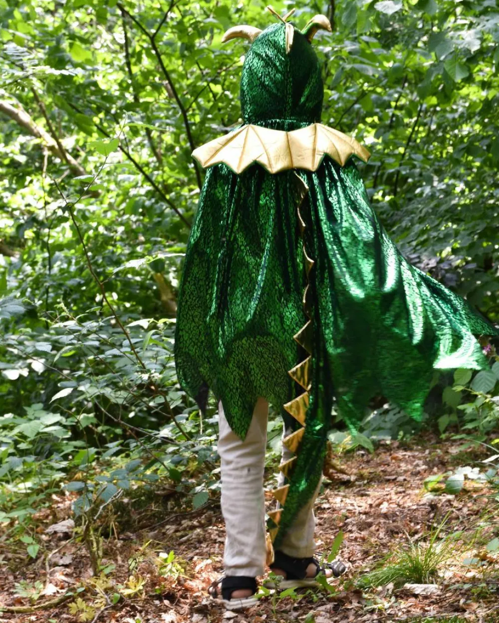 Clearance Den Goda Fen Dragekappe - Grøn/Guld, str. 3-8 år