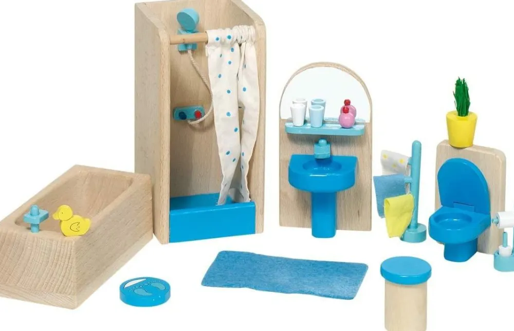 Clearance goki Dukkehus tilbehør - Badeværelse, moderne