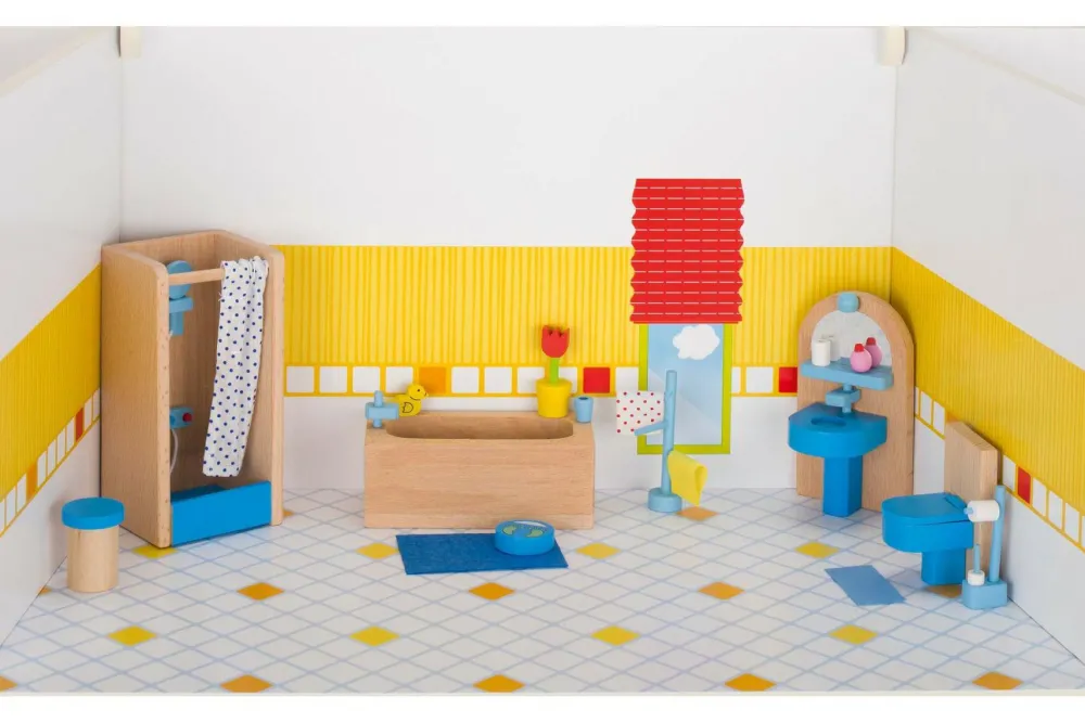 Clearance goki Dukkehus tilbehør - Badeværelse, moderne