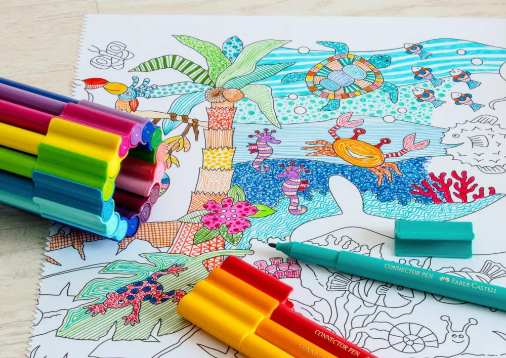 Sale Faber-Castell Farvelægningsrulle 30 cm x 3,2 m. (Jungle + Hav)