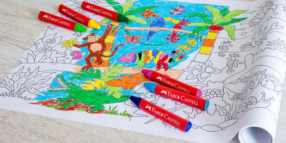 Sale Faber-Castell Farvelægningsrulle 30 cm x 3,2 m. (Jungle + Hav)