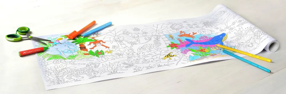 Sale Faber-Castell Farvelægningsrulle 30 cm x 3,2 m. (Jungle + Hav)