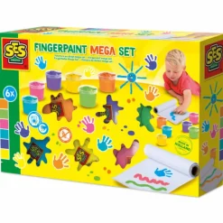 Best SES Creative Fingermaling - 6 x 110 ml - Inkl. papirrulle