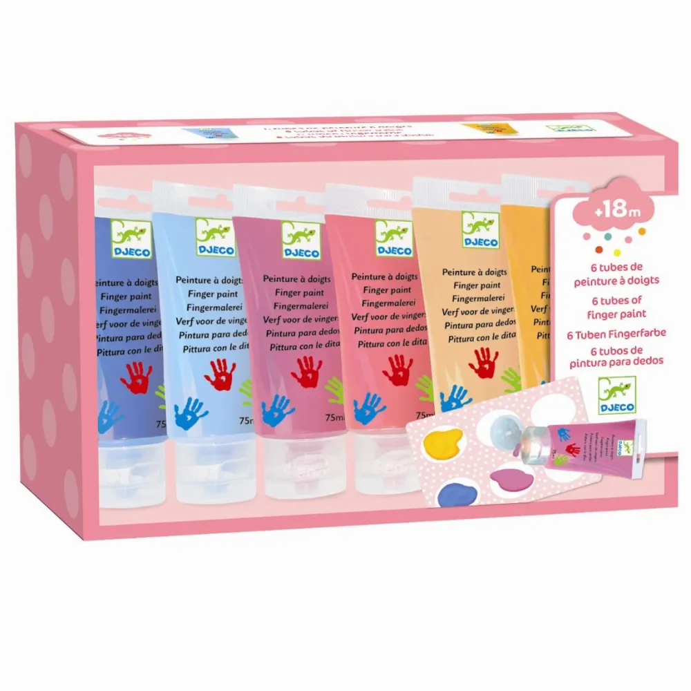 Online Djeco Fingermaling - Pastel, 6 x 75 ml