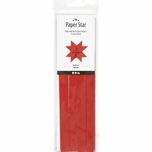 Clearance Creativ Company Flet selv julestjerner - Rød, 100 strimler