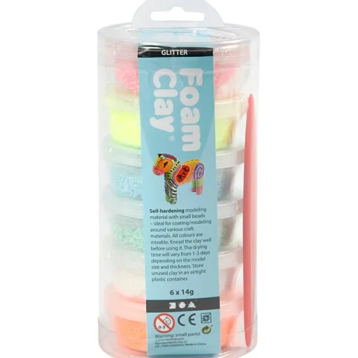 New Creativ Company Foam Clay 6 x 14 gr. - Glitter
