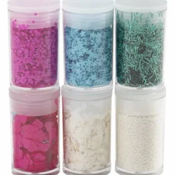 Creativ Company Glimmer & pailletter - Pastel, 6 x 7 ml.