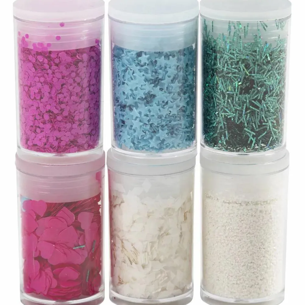 Creativ Company Glimmer & pailletter - Pastel, 6 x 7 ml.