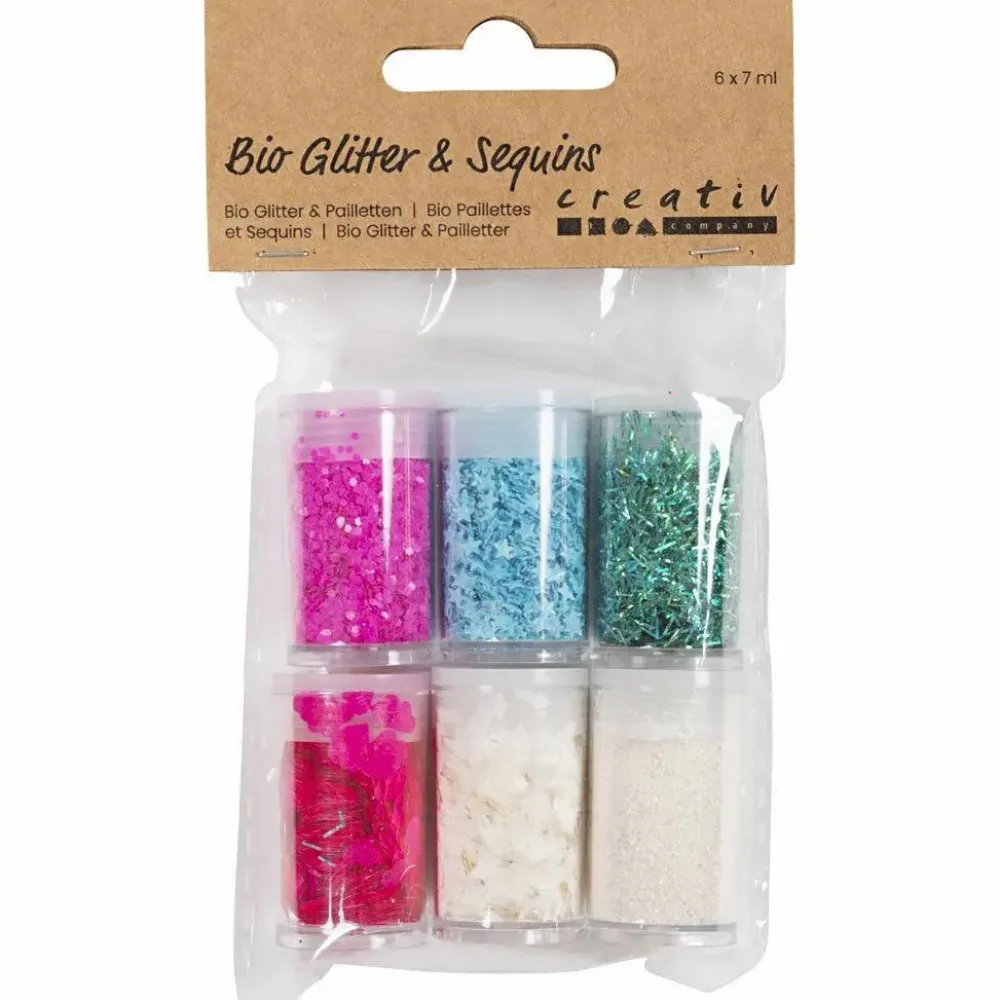 Creativ Company Glimmer & pailletter - Pastel, 6 x 7 ml.