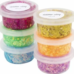 New Creativ Company Glitter Clay 6 x 20 ml - Basisfarver