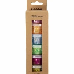 New Creativ Company Glitter Clay 6 x 20 ml - Basisfarver