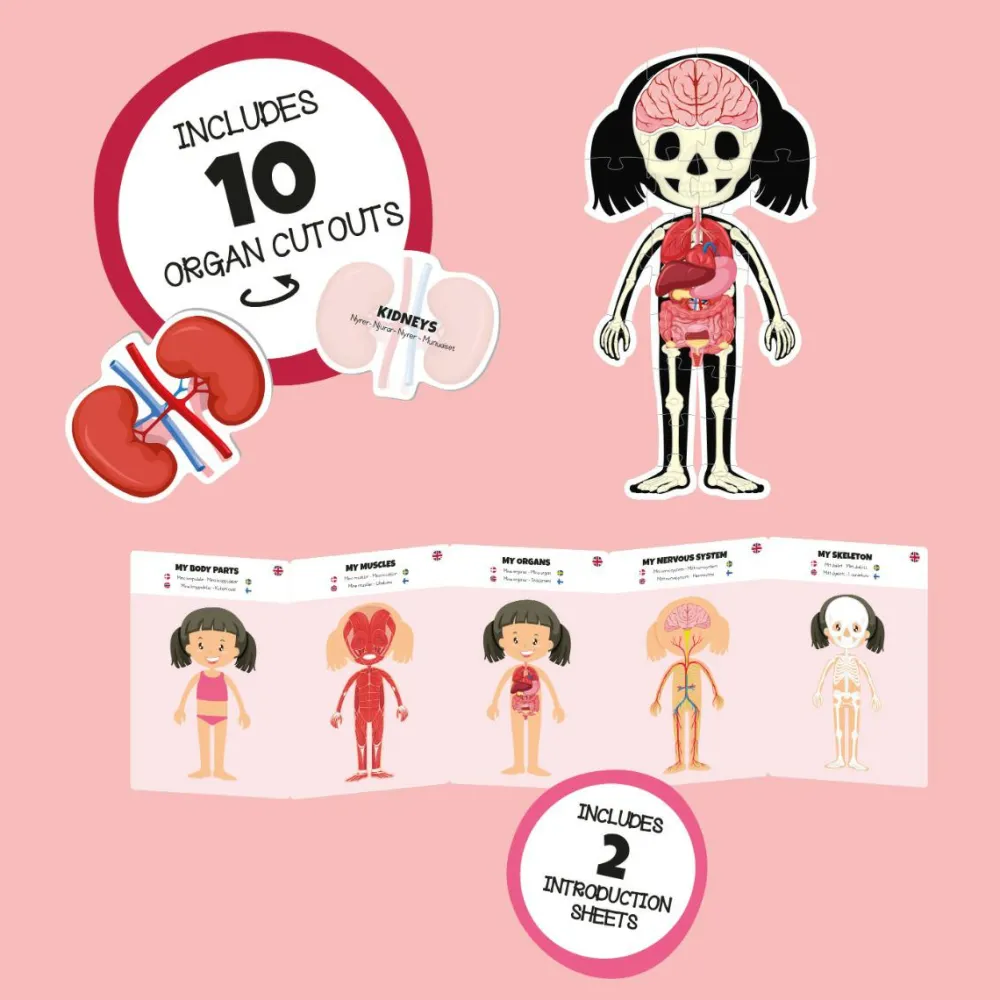 Clearance Gulvpuslespil m. 36 brikker - Pige