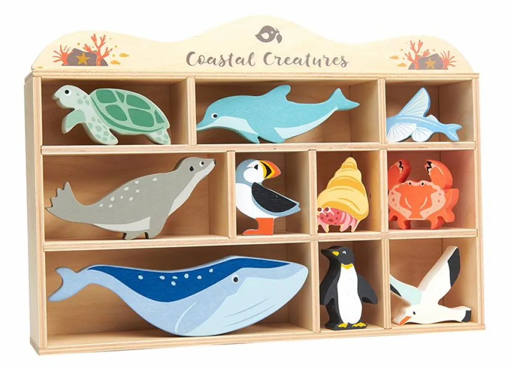 Outlet Tender Leaf Havdyr af træ, 10 dele