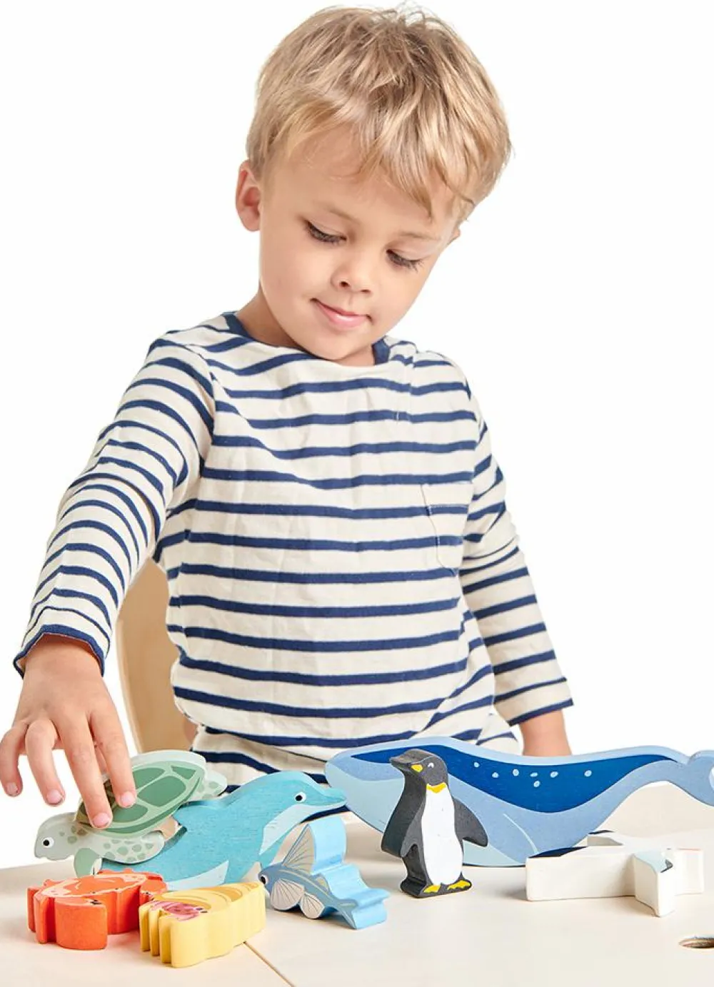 Outlet Tender Leaf Havdyr af træ, 10 dele