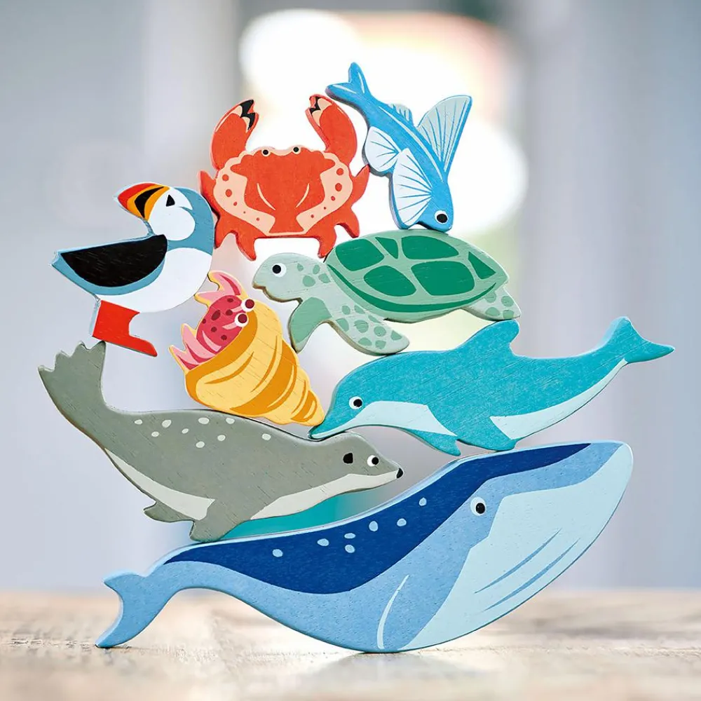 Outlet Tender Leaf Havdyr af træ, 10 dele