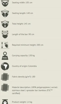 Discount La Siesta Hængekøjestol single outdoor - Sea Salt