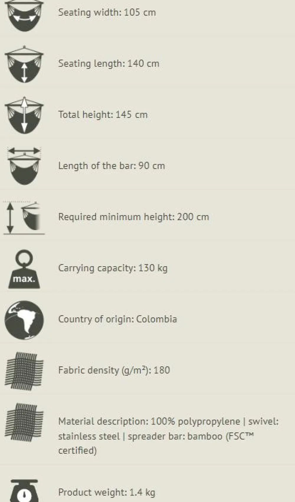 Discount La Siesta Hængekøjestol single outdoor - Sea Salt