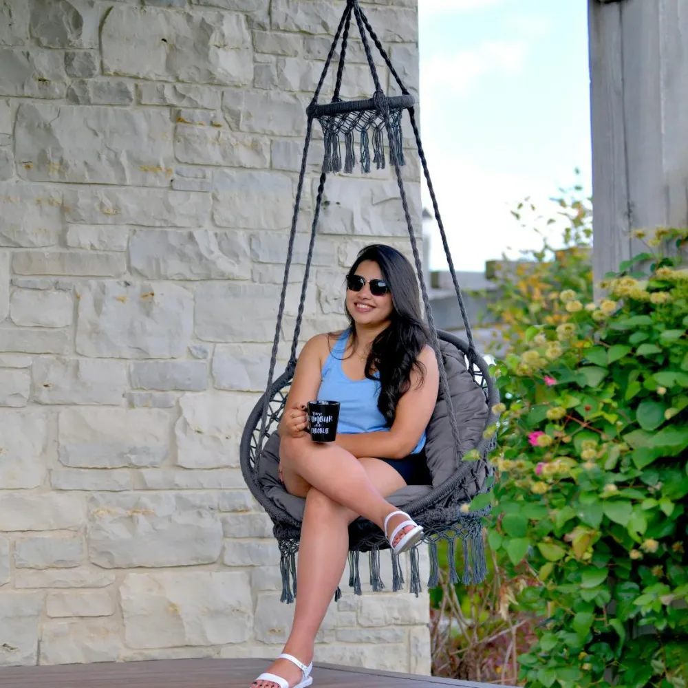 Best Hængestol med frynser - Grå