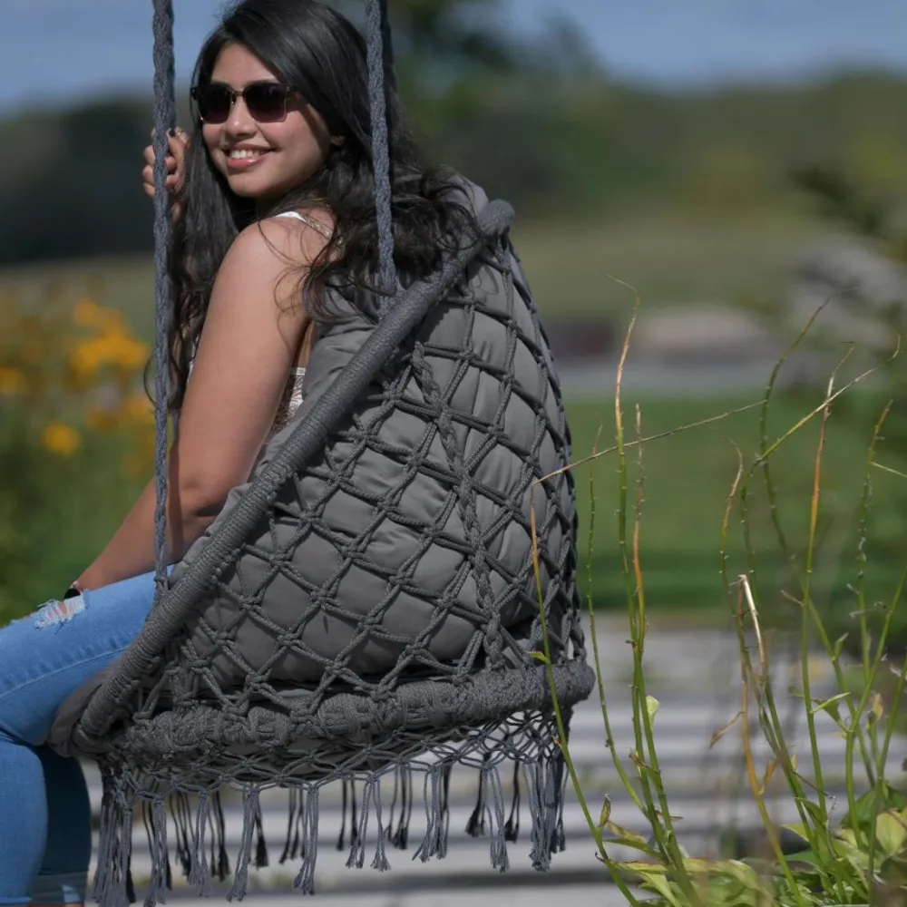 Best Hængestol med frynser - Grå