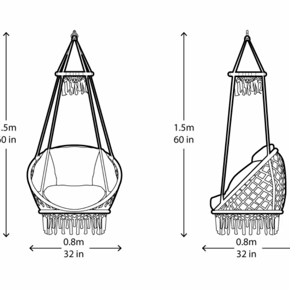 Best Hængestol med frynser - Grå