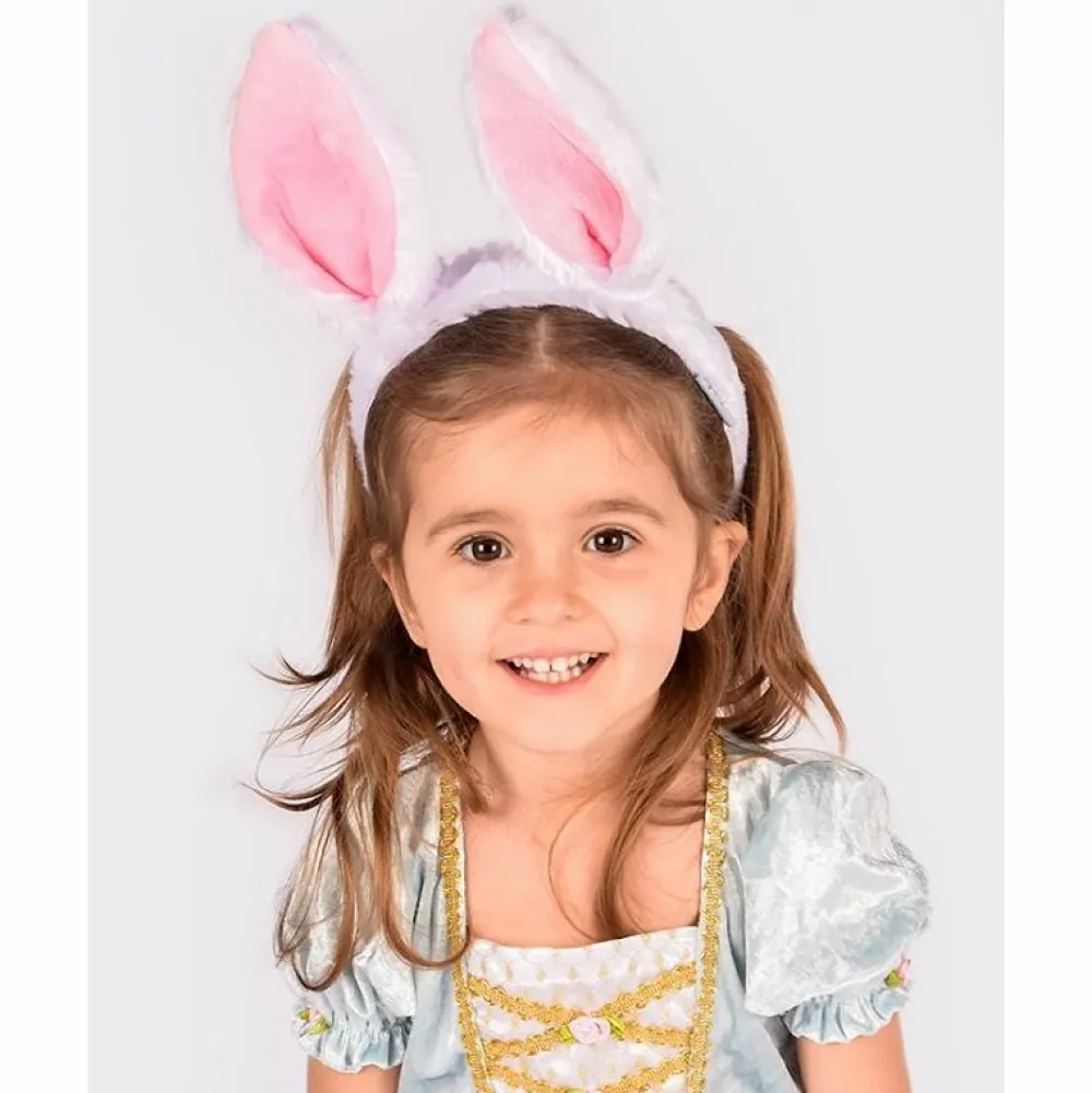 Discount Den Goda Fen Hårbøjle med kaninører - Hvid/pink