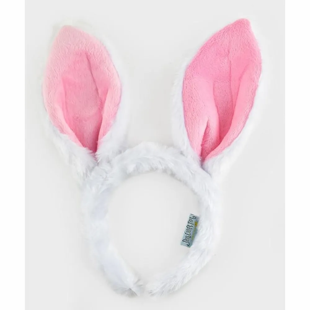 Discount Den Goda Fen Hårbøjle med kaninører - Hvid/pink
