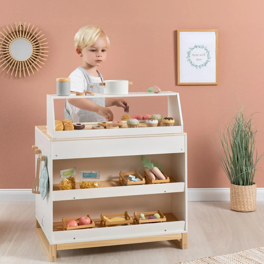 Best 2-i-1 legekøkken & butik - Prunus (hvid)