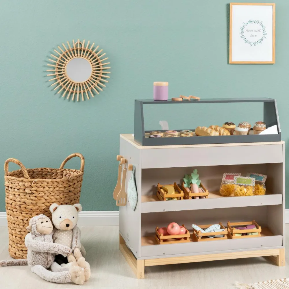 Online 2-i-1 legekøkken & butik - Prunus (grå)