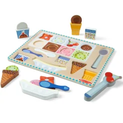 Outlet Melissa & Doug 2-i-1 legesæt og puslespil - Iscafé, 16 dele