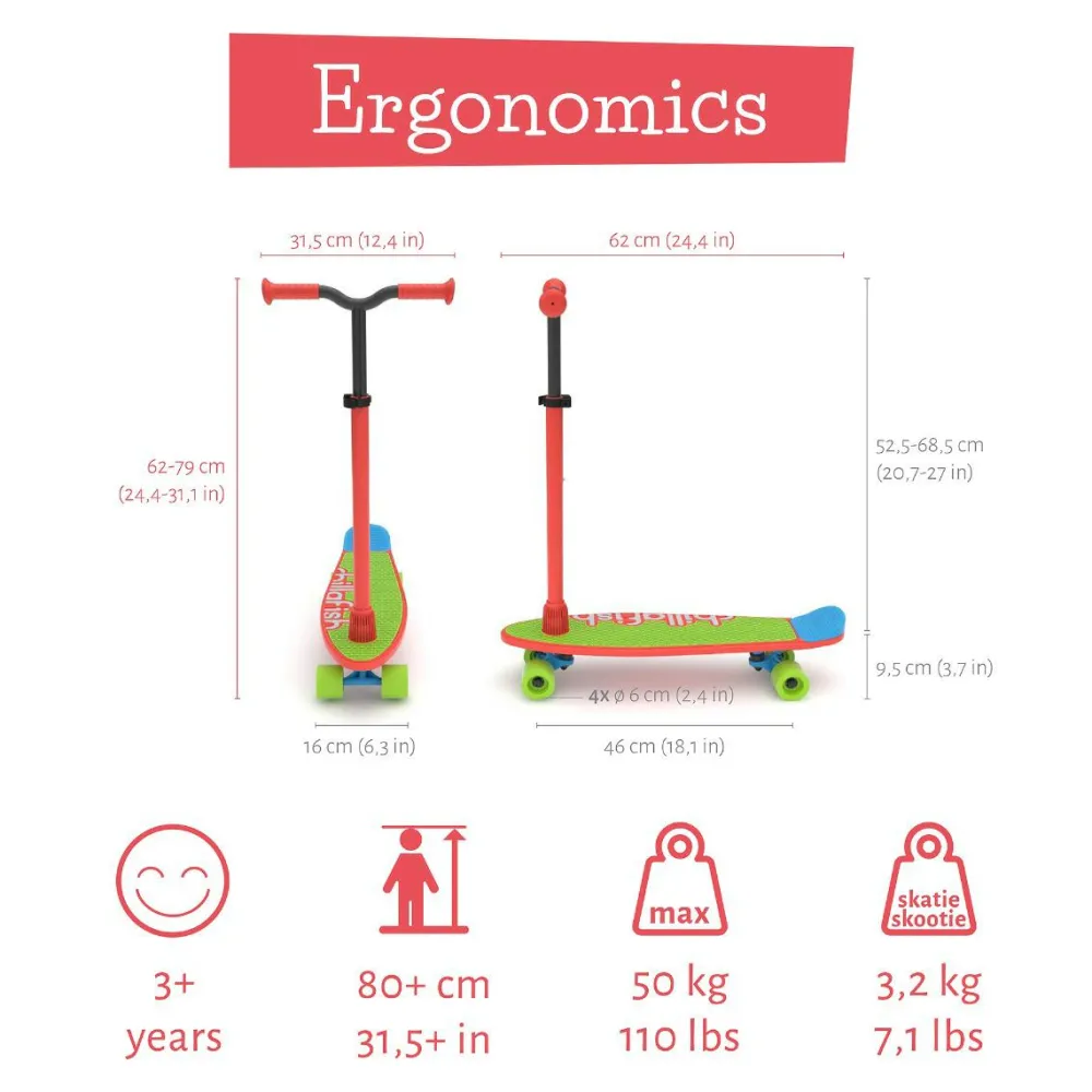 Chillafish 2-i-1 SkatieSkootie - Rød