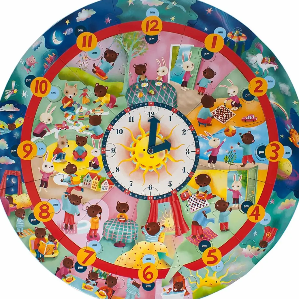 eeBoo Jumbo puslespil m. 25 brk - Døgnets timer