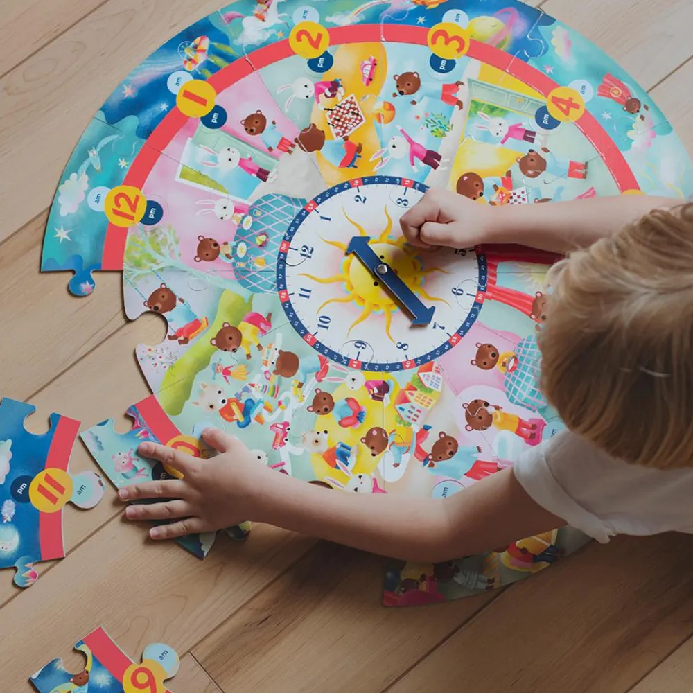 eeBoo Jumbo puslespil m. 25 brk - Døgnets timer