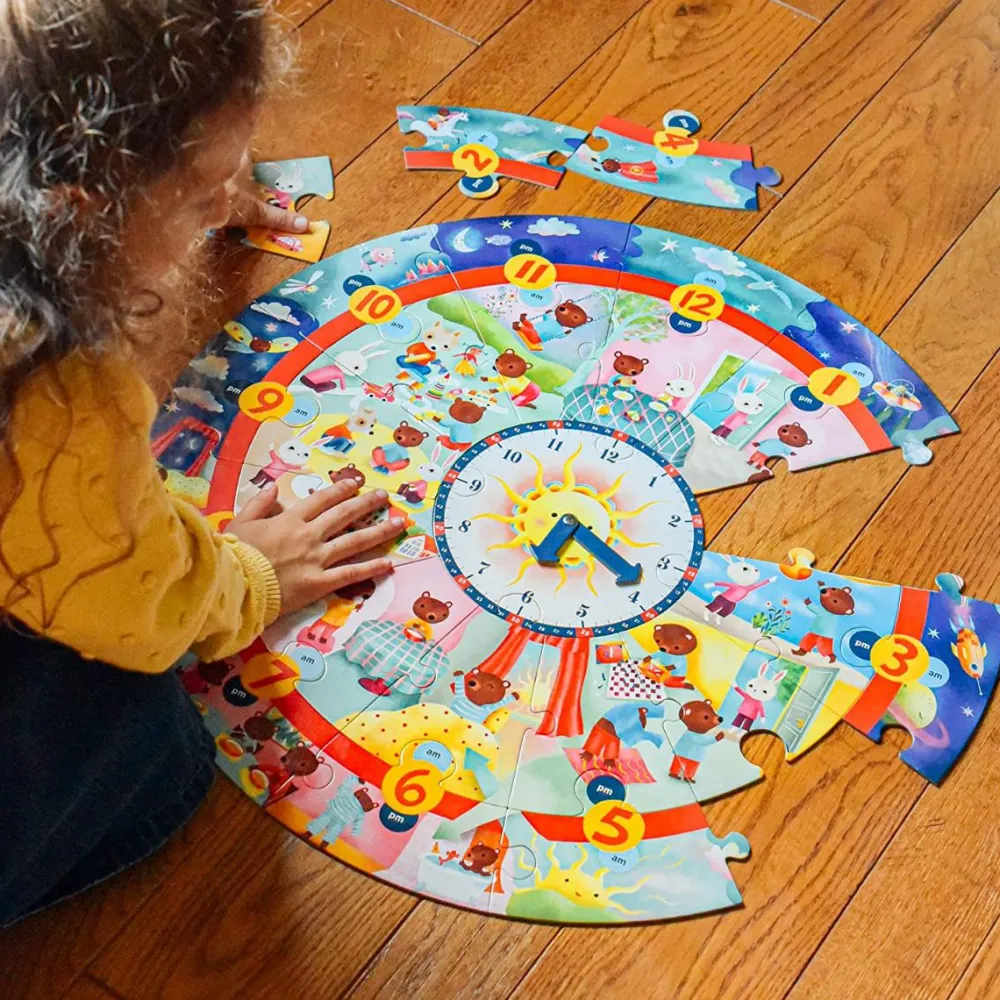 eeBoo Jumbo puslespil m. 25 brk - Døgnets timer