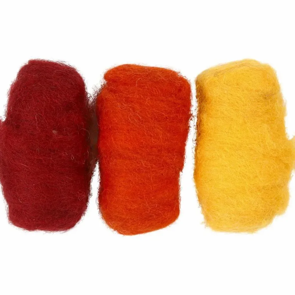Hot Creativ Company Kartet uld - Rød/orange/gul, 3 x 10 gr.