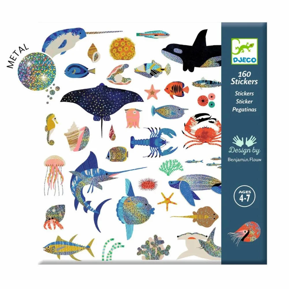 Djeco Klistermærker - Havdyr, 160 stk