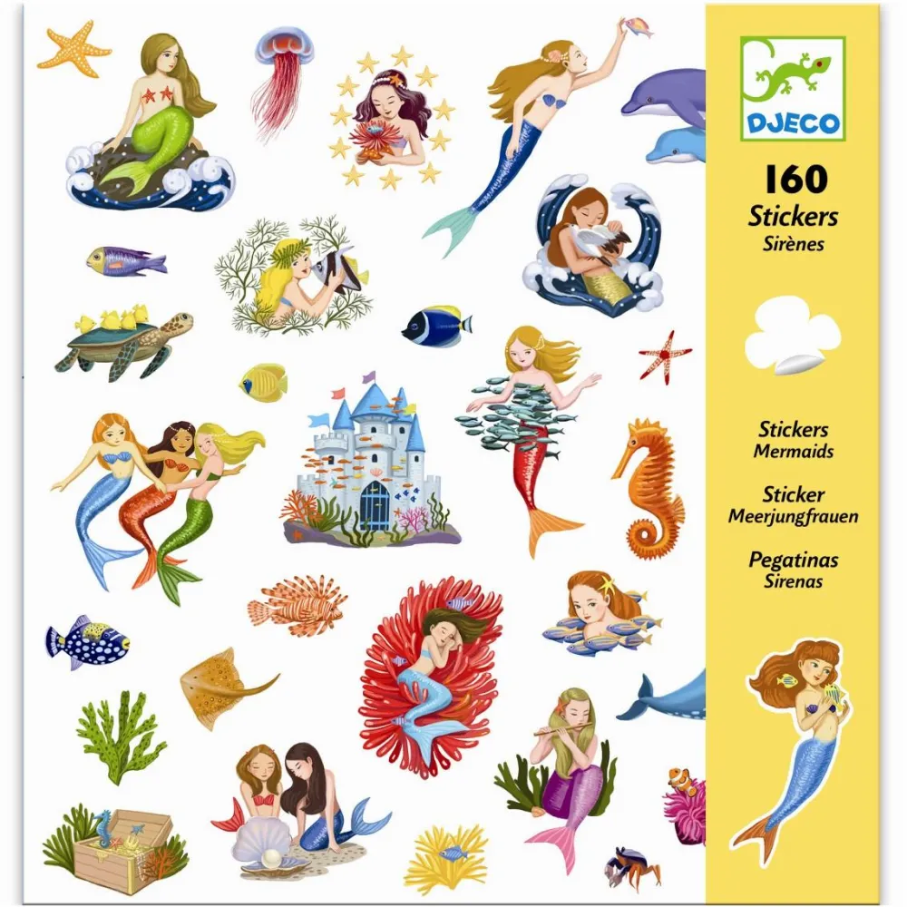 Clearance Djeco Klistermærker - Havfruer, 160 stk