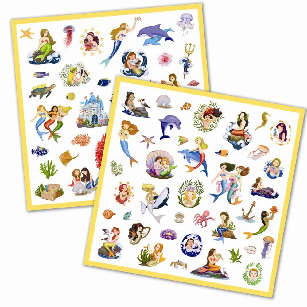 Clearance Djeco Klistermærker - Havfruer, 160 stk