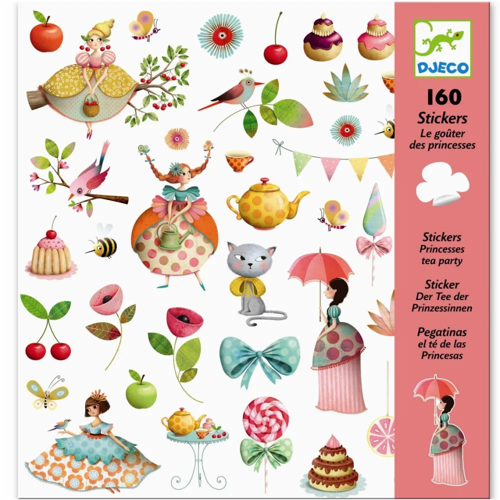 Clearance Djeco Klistermærker - Prinsessens te-selskab, 160 stk