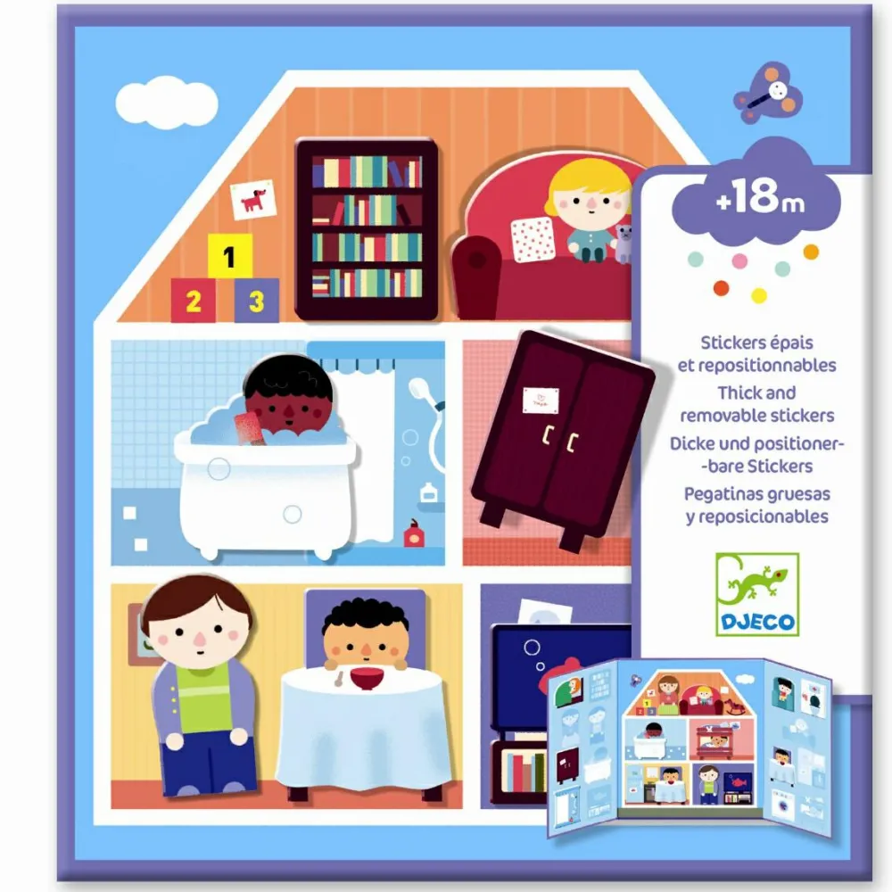 Discount Djeco Klistermærker (fra 18 mdr.) - Lav et hus