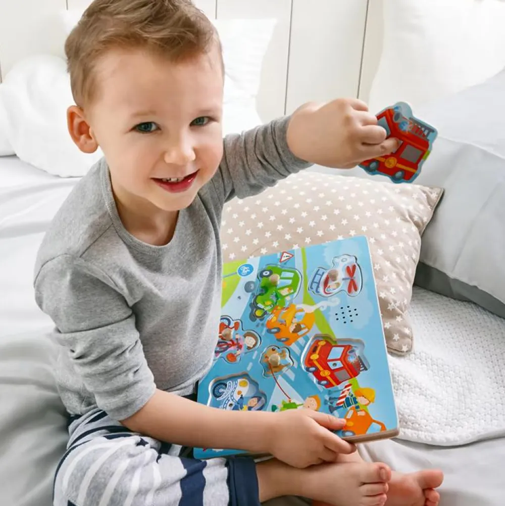 Clearance Haba Knoppuslespil med lyd - Køretøjer